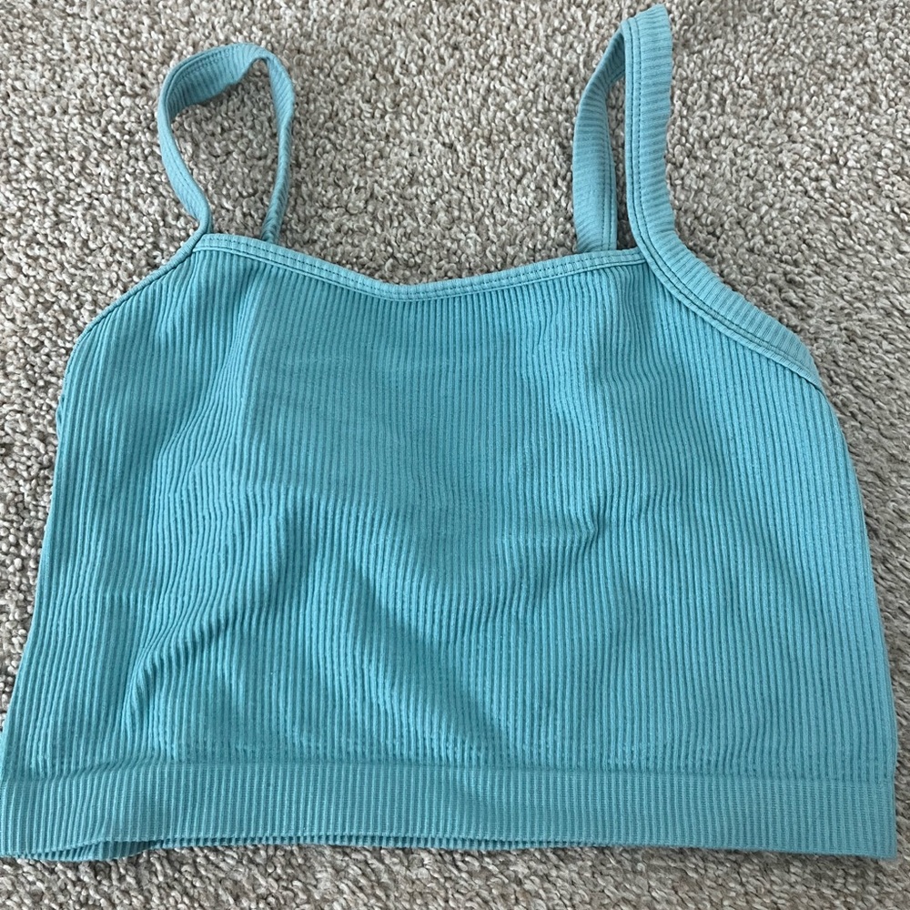 Blue Colsie Cropped Ribbed Tank